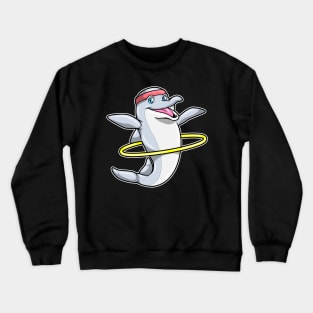 Dolphin at Fitness with Swing ring & Headband Crewneck Sweatshirt